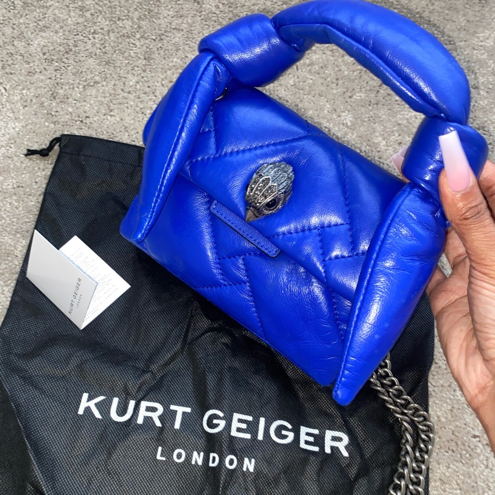 Kurt Geiger London Kensington cross body bag in bright blue leather